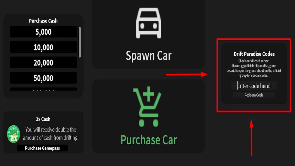 Redeem code for Roblox Paradise Drift