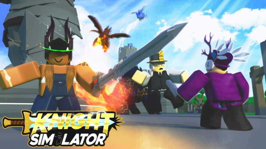 Roblox Knight Simulator characters holding swords