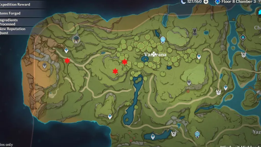 All Sumeru time trial challenge locations.