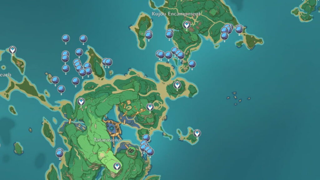 Genshin Impact Kannazuka Sea Ganoderma locations map