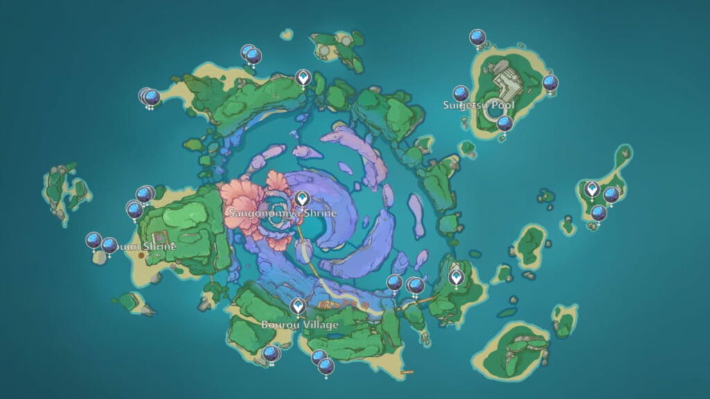 Genshin Impact Watatsumi Island Sea Ganoderma locations map