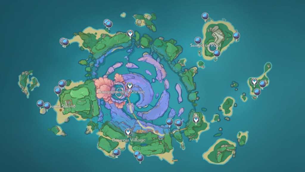 Genshin Impact Watatsumi Island Sea Ganoderma locations map