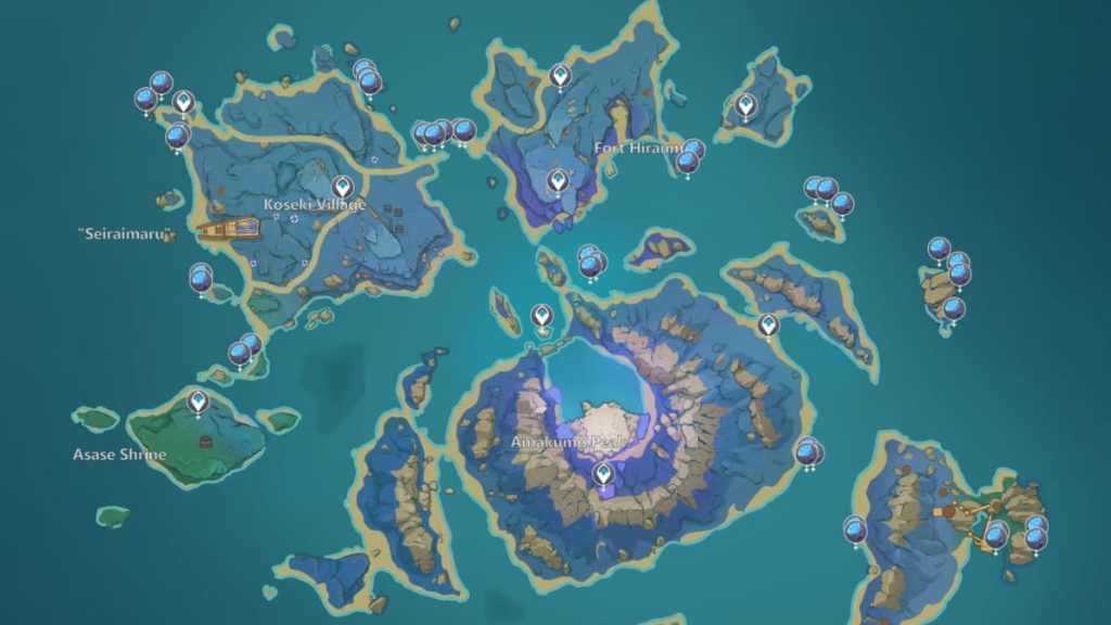 Genshin Impact Seirai Island Sea Ganoderma locations map