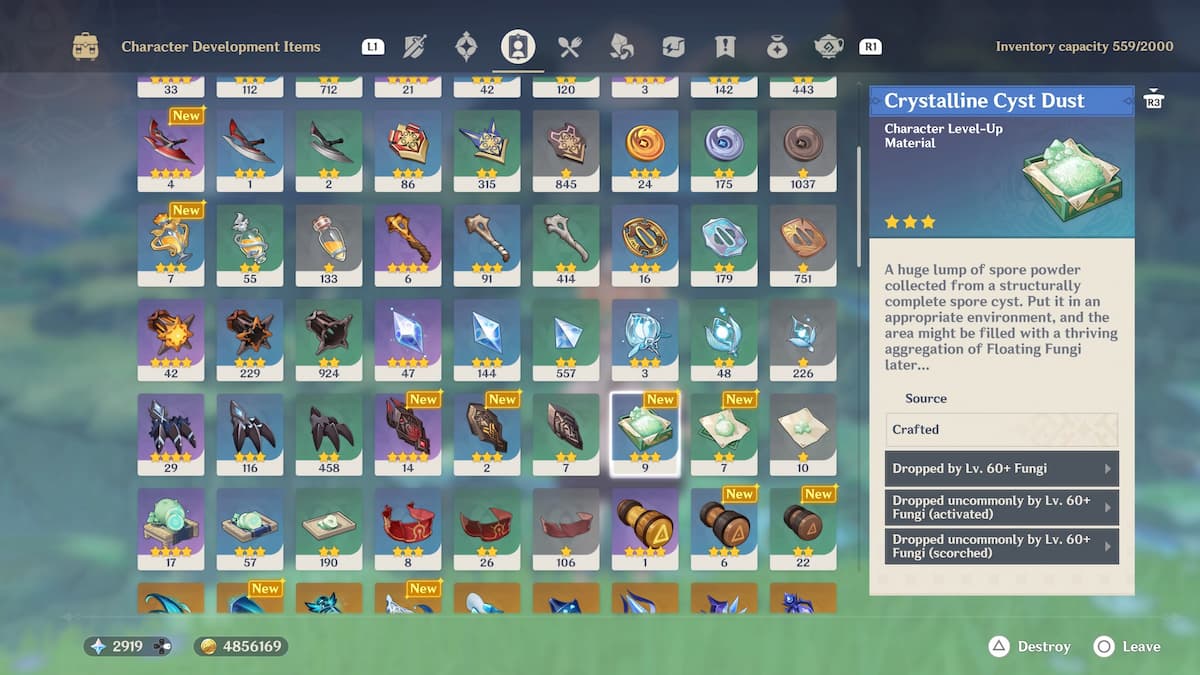 Genshin Impact - All Crystalline Cyst Dust, Fungal Spores, and ...