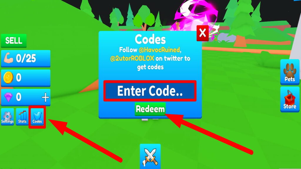 Redeem code text box for Roblox Axe Champions