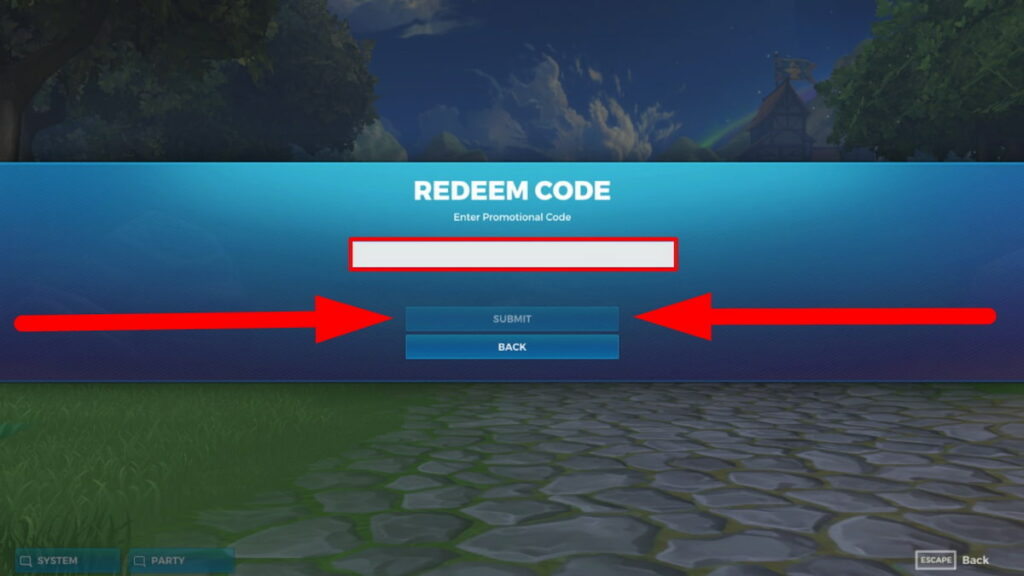 Redeem code text box for Realm Royaler 