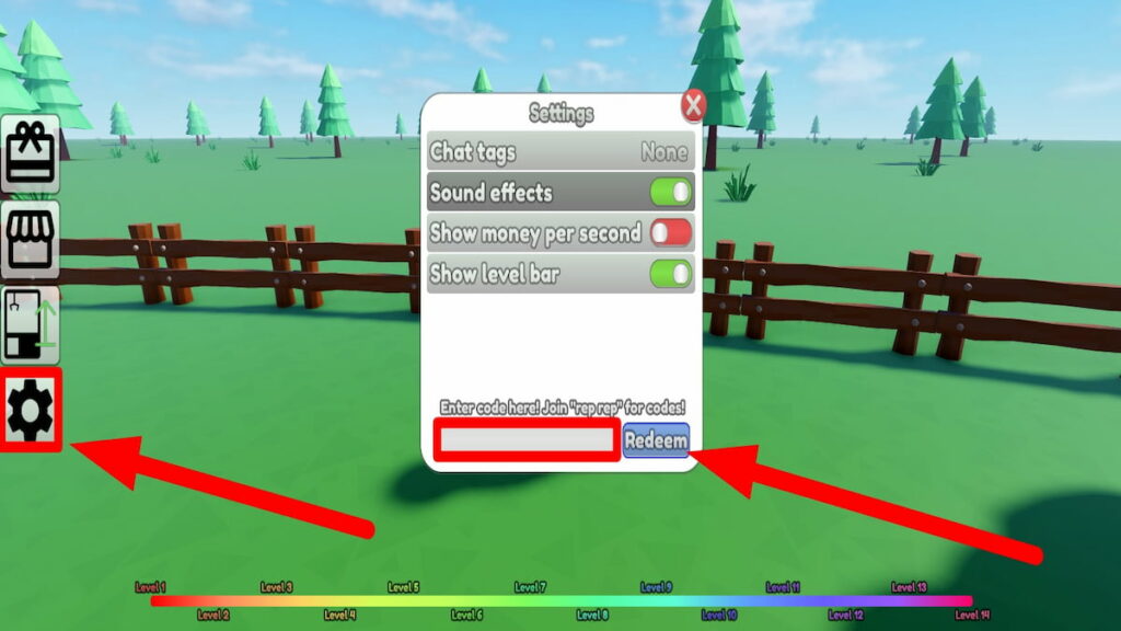 Redeem code text box for Roblox Toy Empire Tycoon