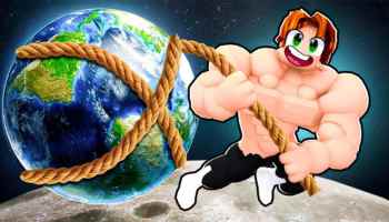 Strong Simulator character pulling the earth with rope