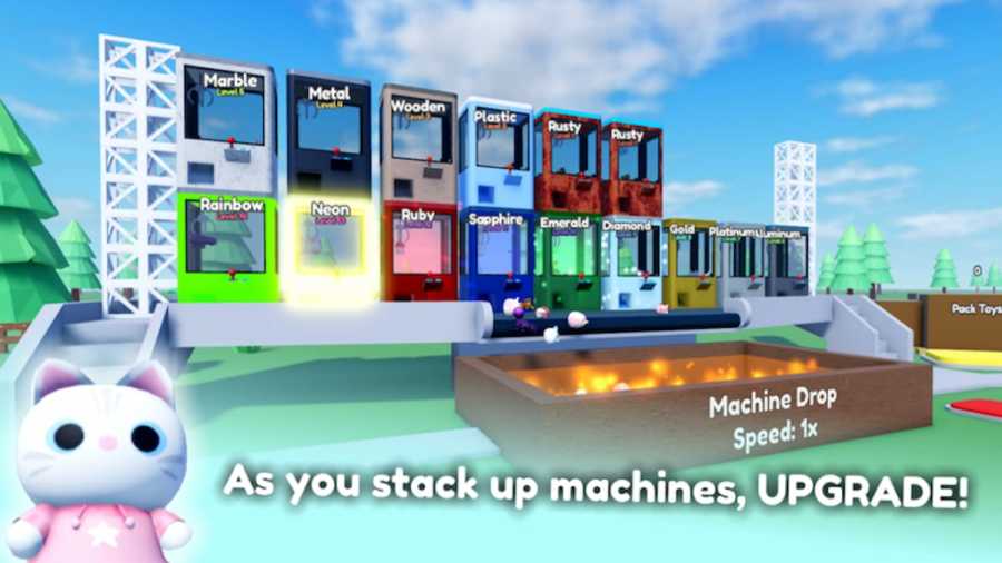 Stack of toy machines in Roblox Toy Empire Tycoon