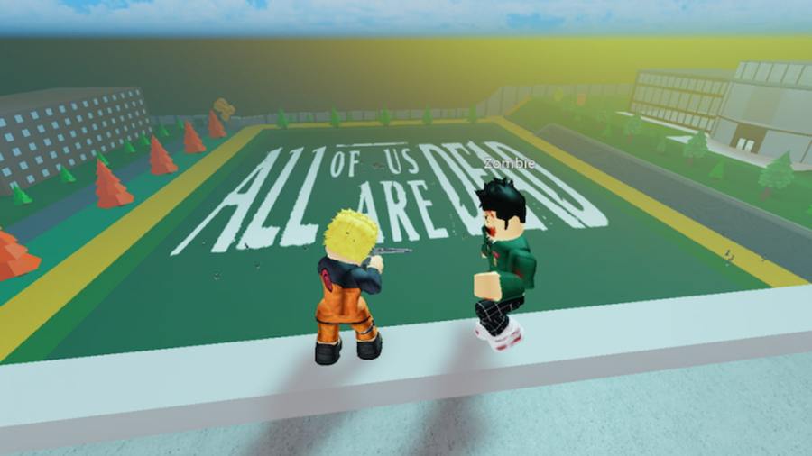 Character and zombie in Roblox All of Us Are Dead