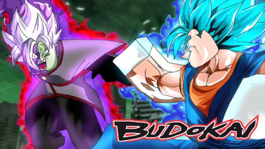 Characters battling in Roblox Budokai