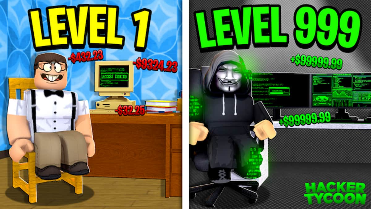 Hackerman levelling up in Roblox Hacker Tycoon