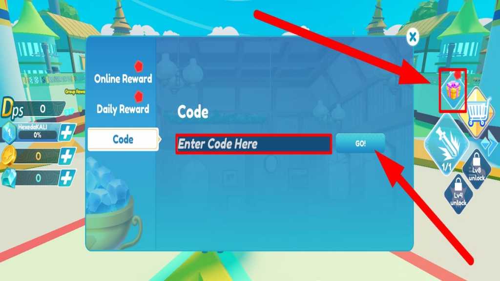 Redeem code text box for Roblox Anime Artifact Simulator 2 