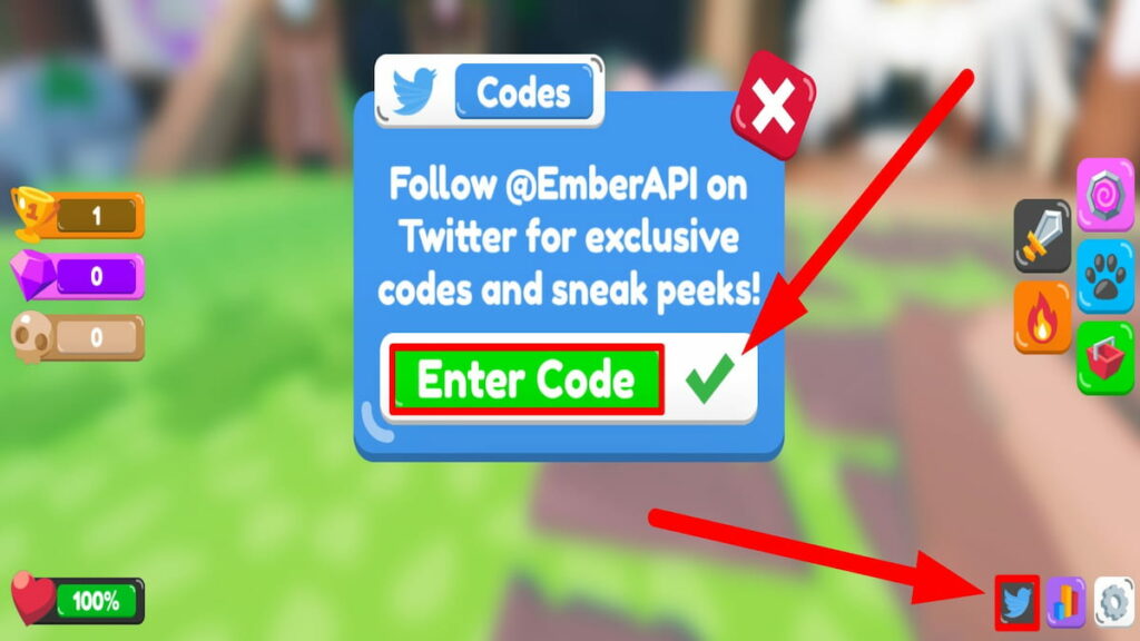 Redeem code text box for Roblox Slaying Legends 