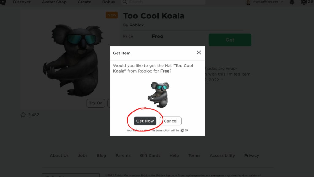 Roblox: How to Get the Free Too Cool Koala Avatar Item