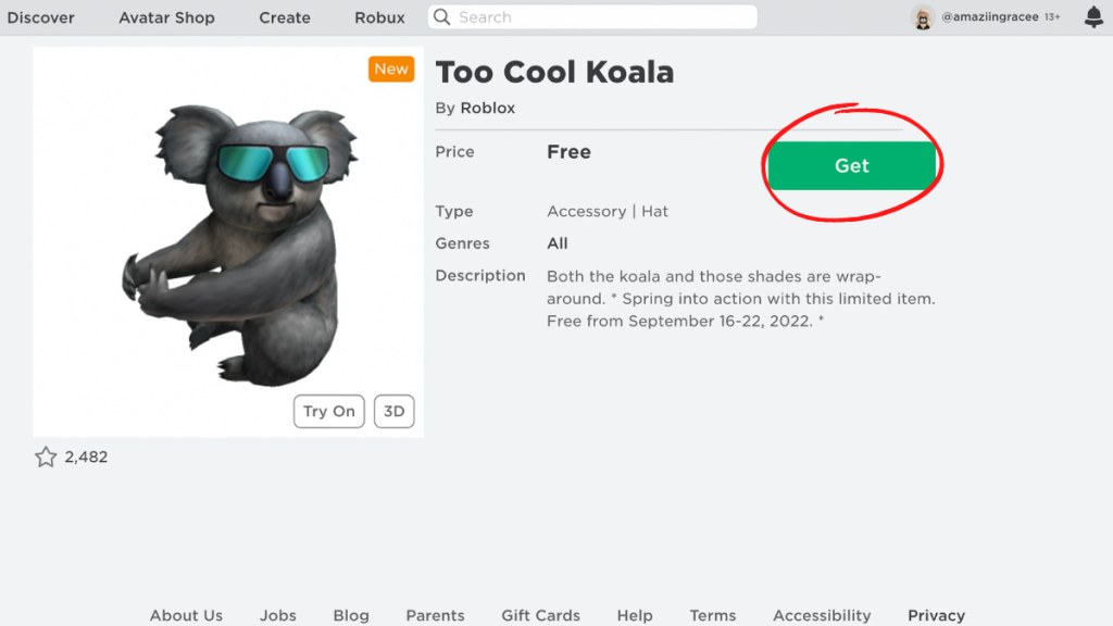 Roblox: How to Get the Free Too Cool Koala Avatar Item