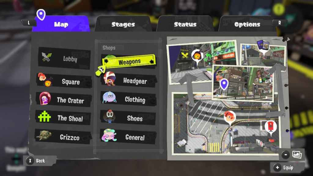 Map Menu in Splatoon 3