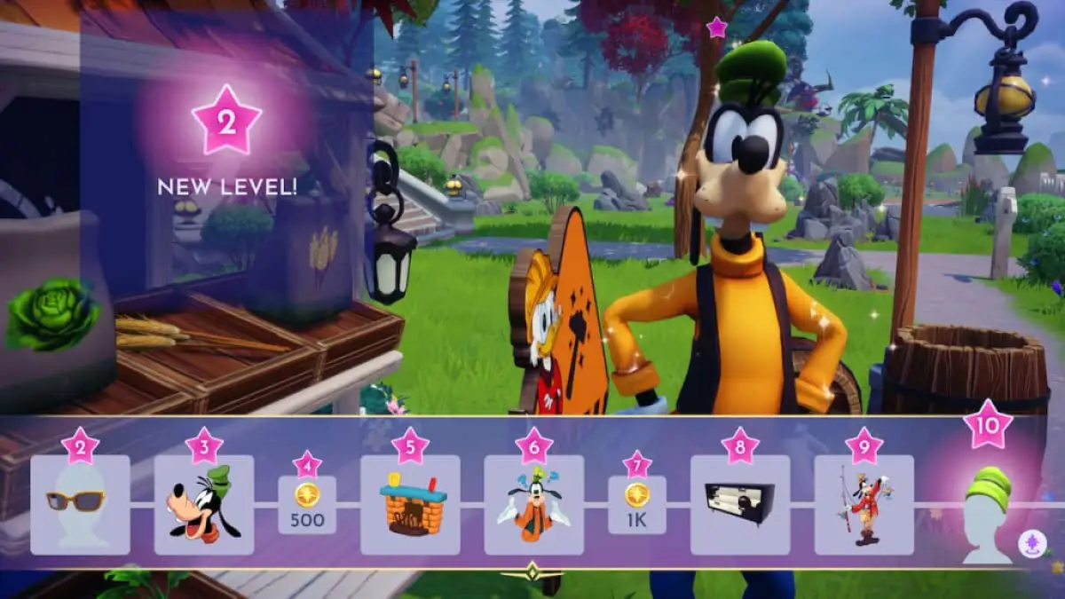 Friendship level up with Goofy and Friendship rewards tree