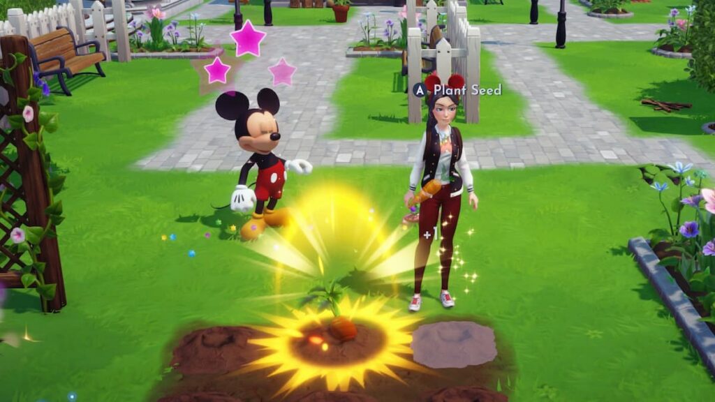 Gardening with Mickey and increasing Friendship levels with him