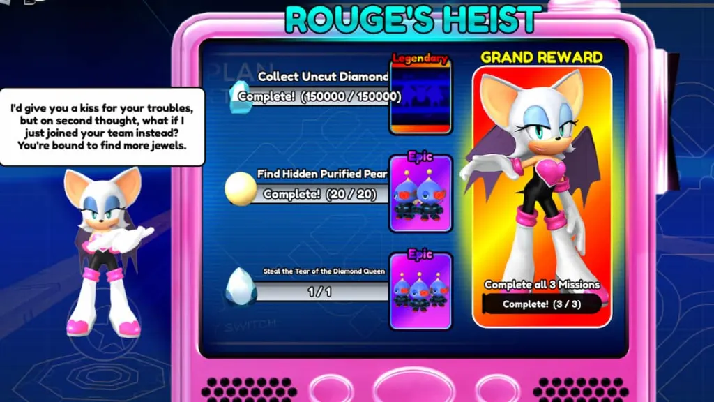Sonic Speed Simulator News & Leaks! 🎃 on X: 🚨Rouge has a special  opportunity for you! Are you Ready to prove yourself in the Latest  #SonicSpeedSimulator Update On #Roblox? 💙 What are