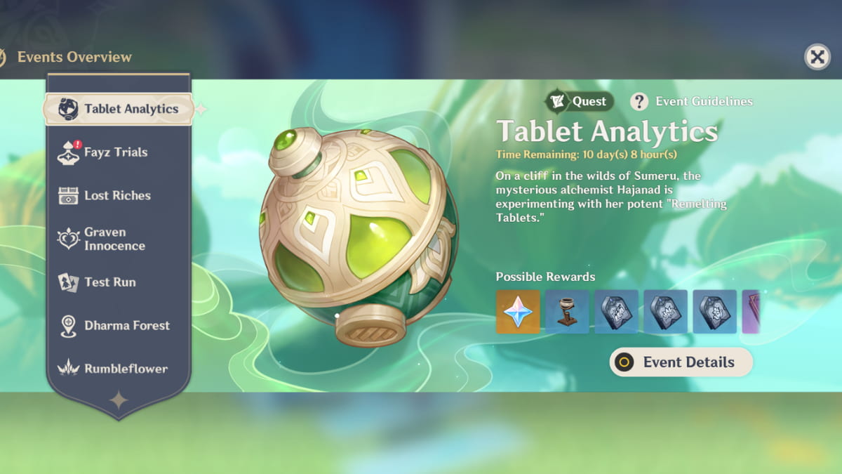 Genshin Impact Tablet Analytics event guide Pro Game Guides