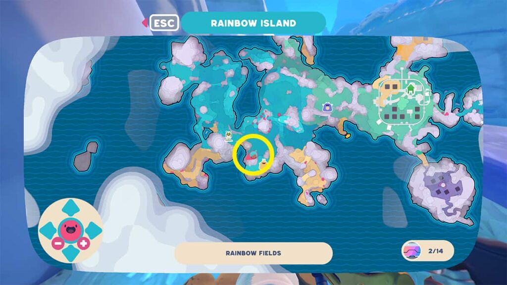 an area northwest of the cotton gordo slime, circled on the slime rancher map