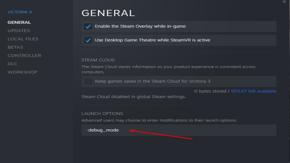 Victoria 3 debug mode on steam