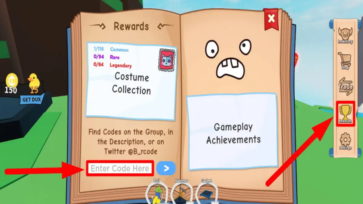 Redeem code text box for Roblox Book of Monsters