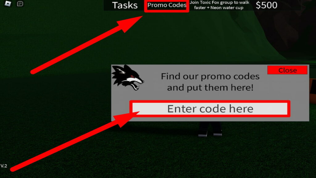Redeem code text box for Roblox Drive Thru Tycoon