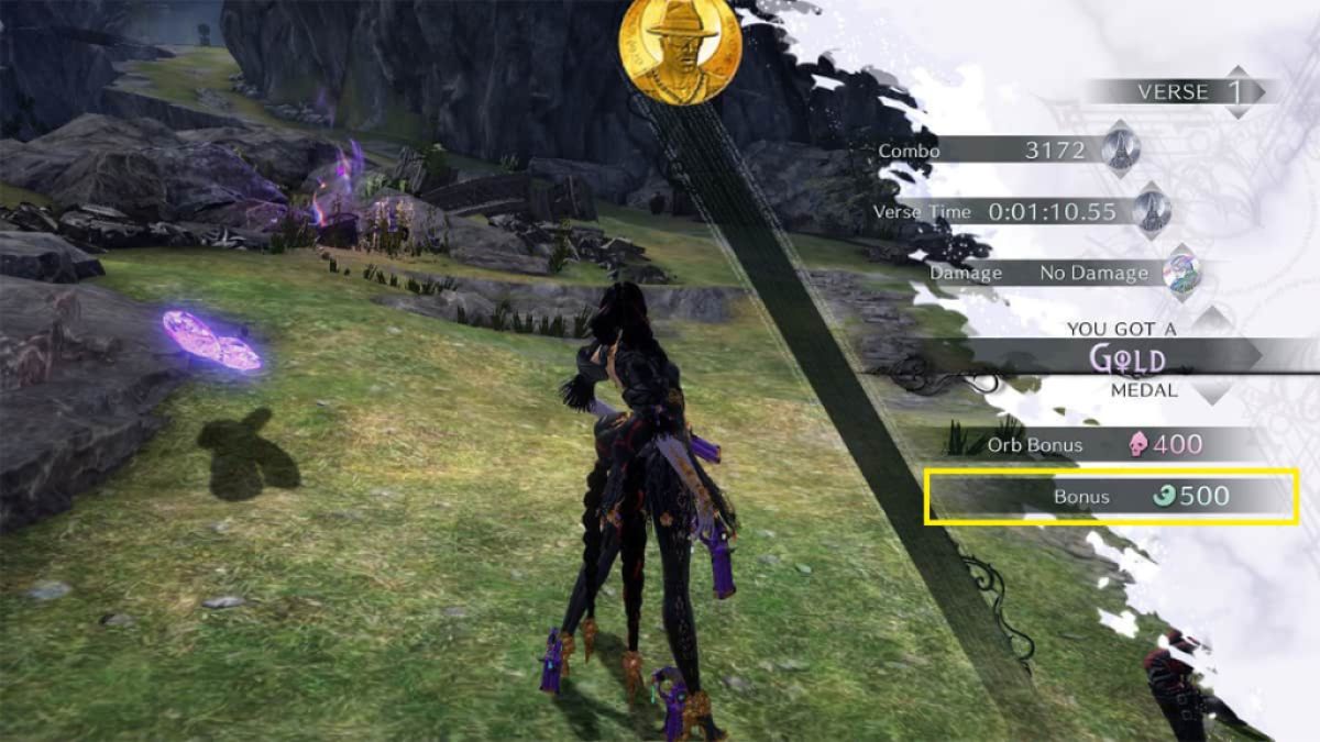 bayonetta combat ranking screen with the seeds reward highlighted