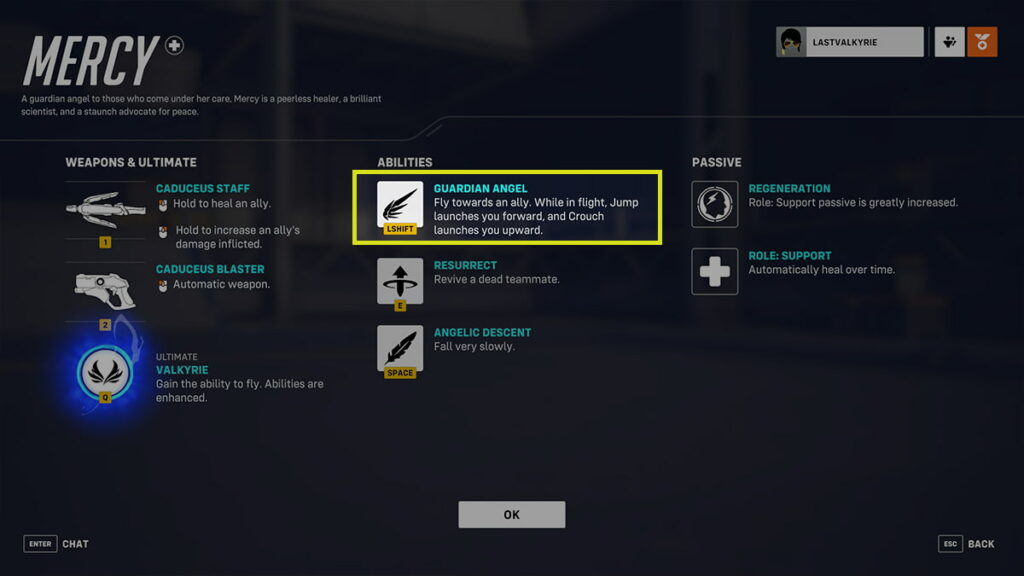 mercy ability list with guardian angel ability circled
