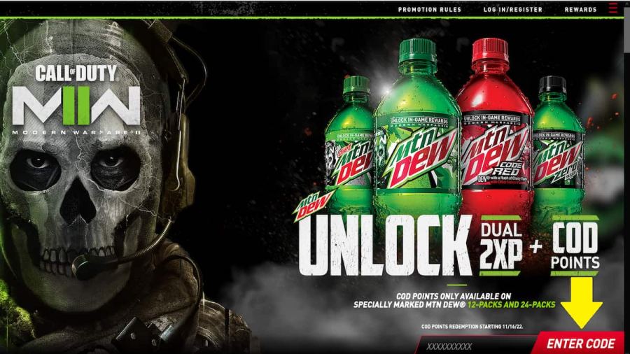 where to redeem mountain dew call of duty