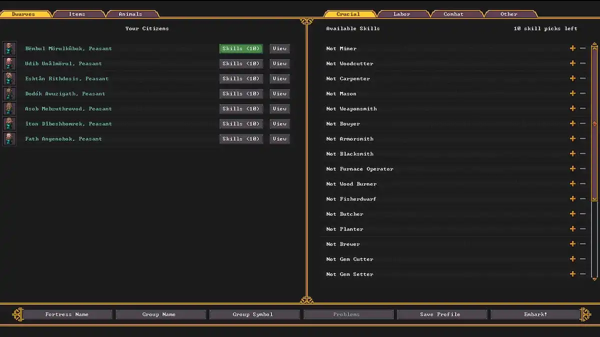 Best Dwarf Fortress dwarf embark profiles Pro Game Guides