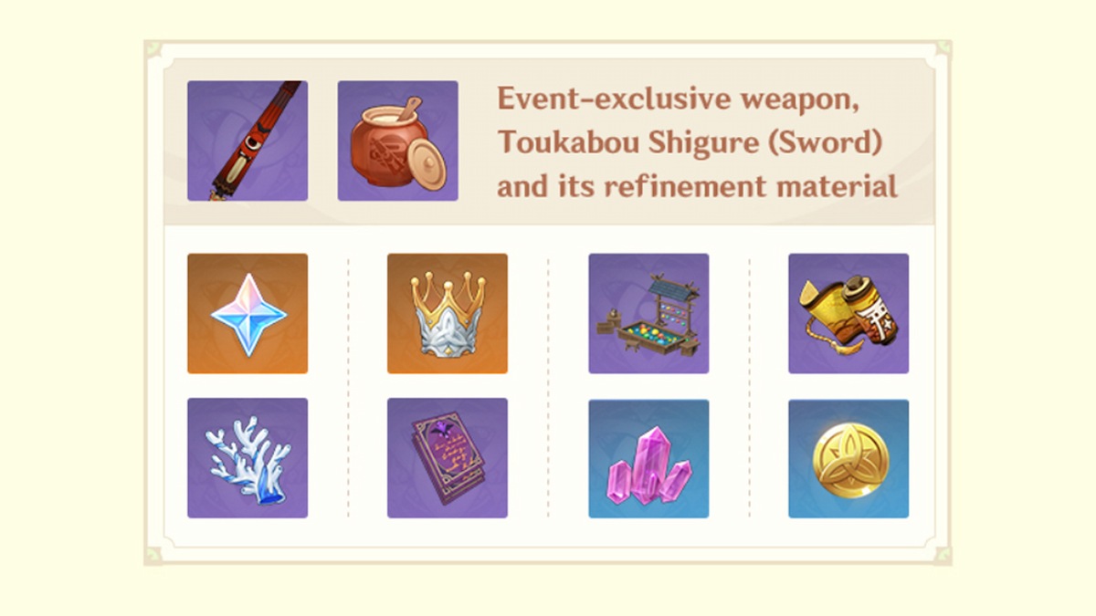 Toukabou Shigure Max Level and Refinement Genshin Impact