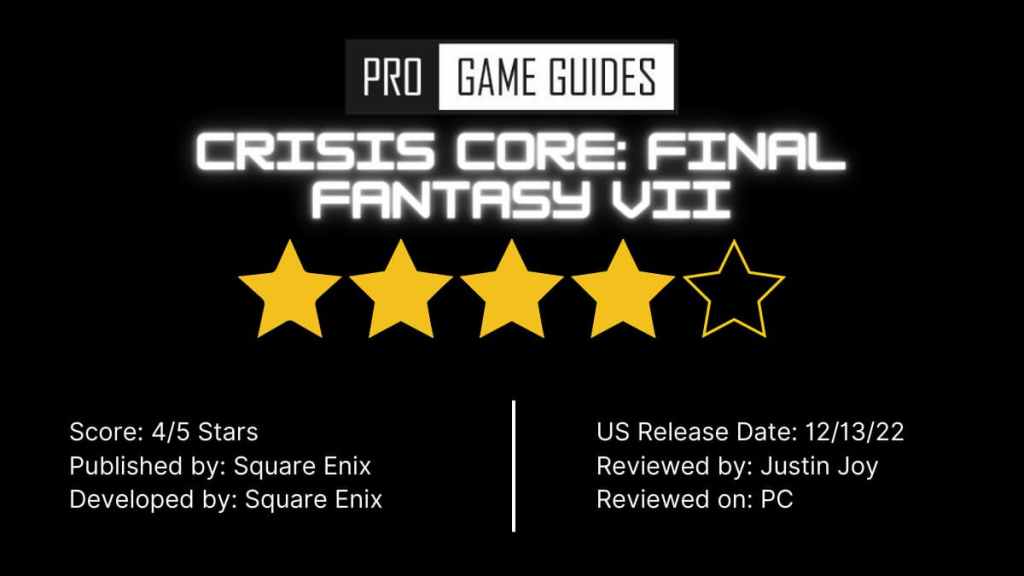 Crisis Core: Final Fantasy VII Reunion review scores around the
