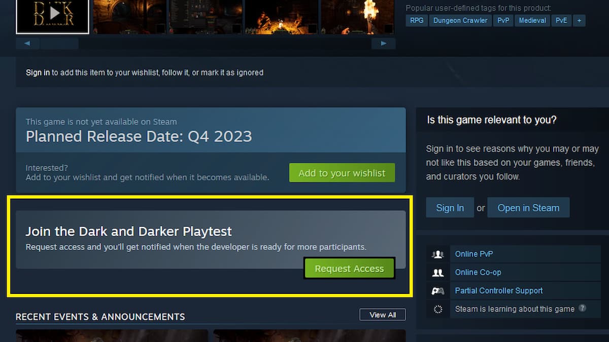 Dark and Darker Playtest Steam Charts (App 2078890) · SteamDB