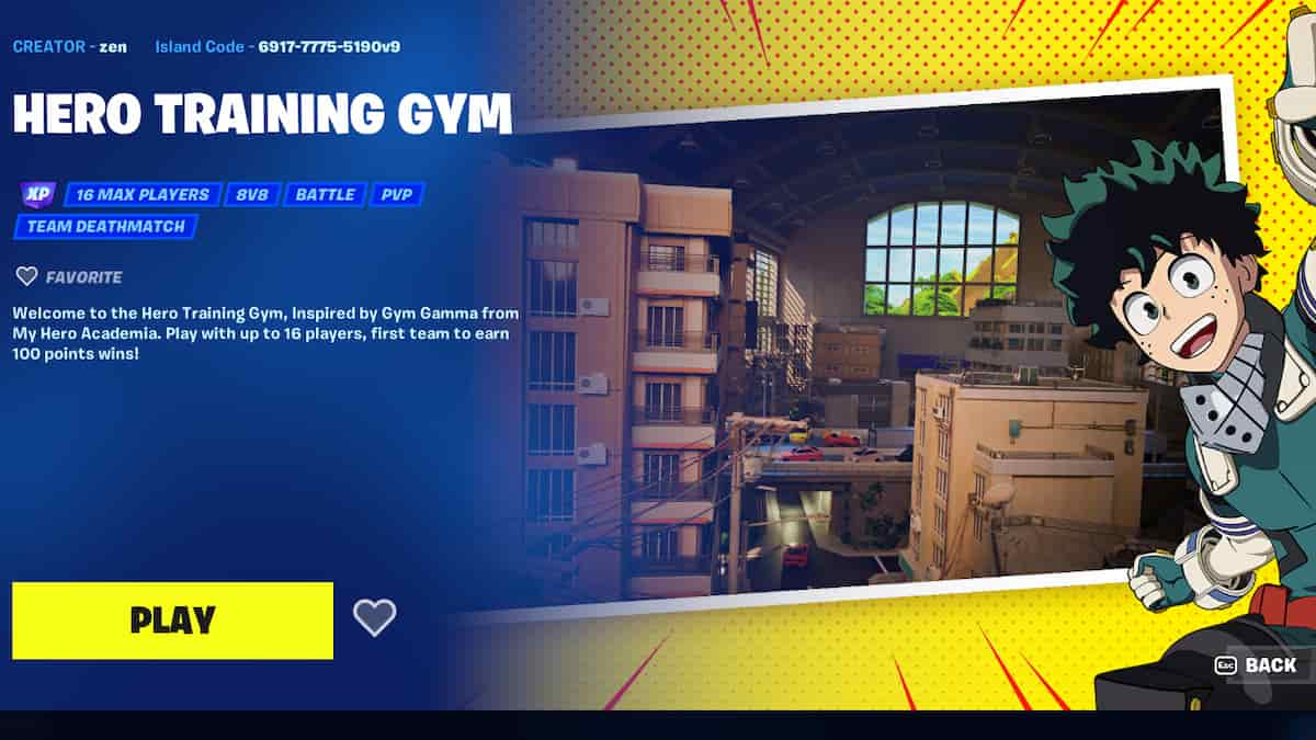 Fortnite MHA Hero Training Gym code - Pro Game Guides