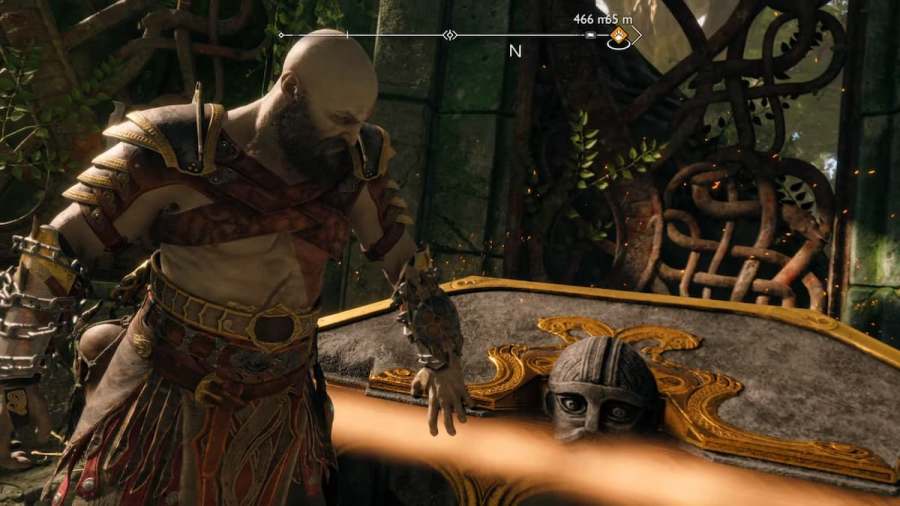 Kratos opening a Nornir Chest in Vanaheim