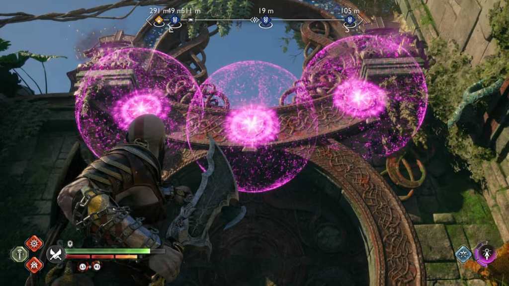Chaining Sigil Arrows to open Vanir Shrine circular door in God of War Ragnarok