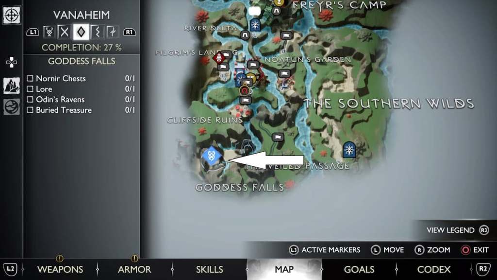 God of War Ragnarok Vanaheim Map Goddess Falls Location