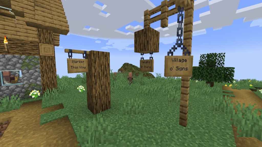 Minecraft 1.20 Dev Diary explores hanging signs, functional bookshelves, bamboo blocks, and