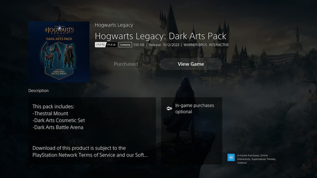 hogwarts legacy: dark arts pack price
