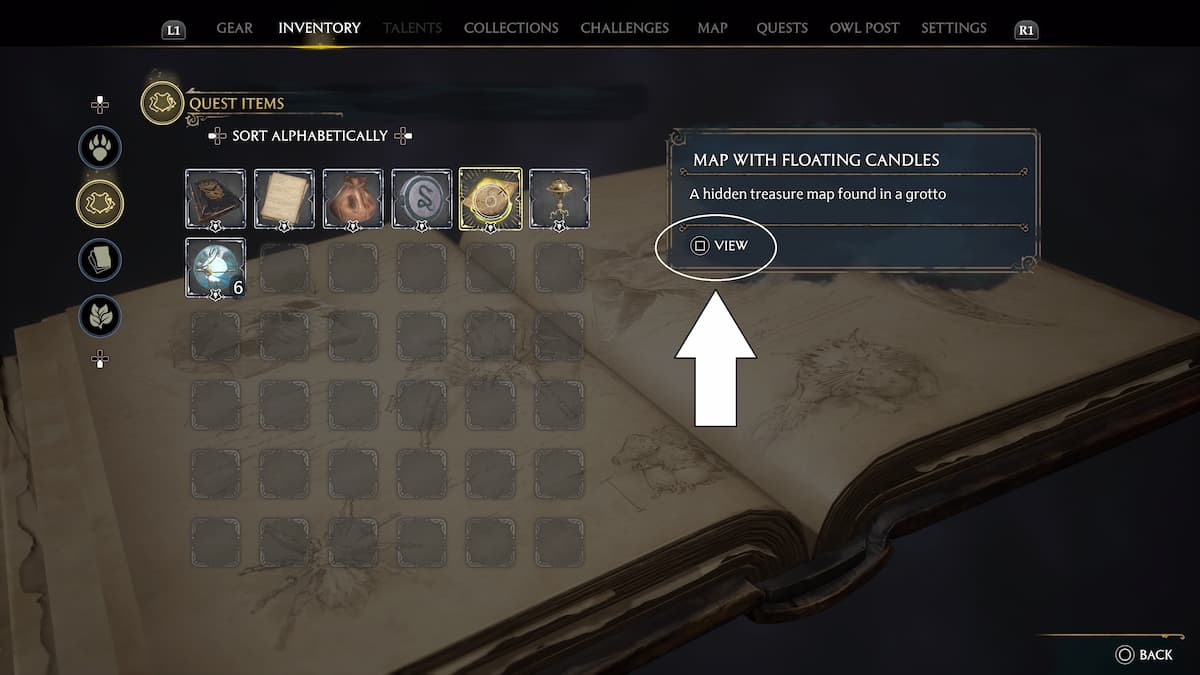 Map with Floating Candles treasure location in Hogwarts Legacy (Ghost