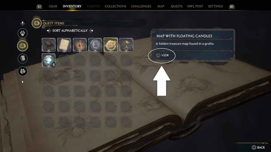 Map with Floating Candles treasure location in Hogwarts Legacy (Ghost