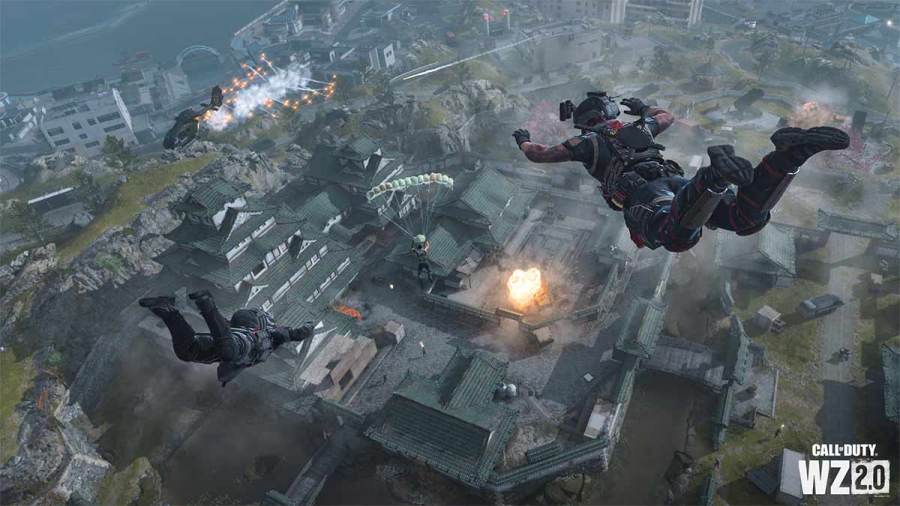 Solider skydiving into Ashika Island in Warzone