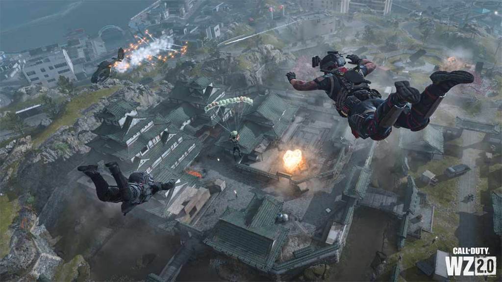 Solider skydiving into Ashika Island in Warzone