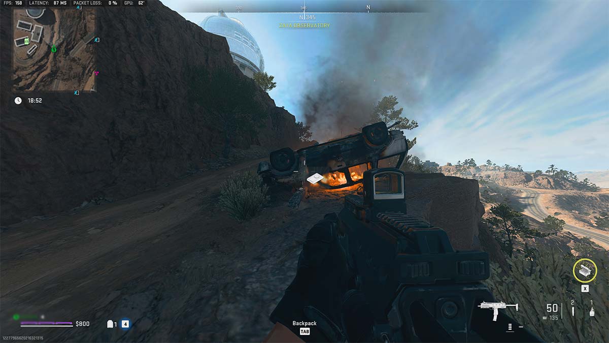 Car Crash Site near Observatory & Waterways Dead Drop Locations (DMZ