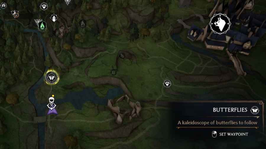 Where to find the butterflies in the forbidden forest in Hogwarts