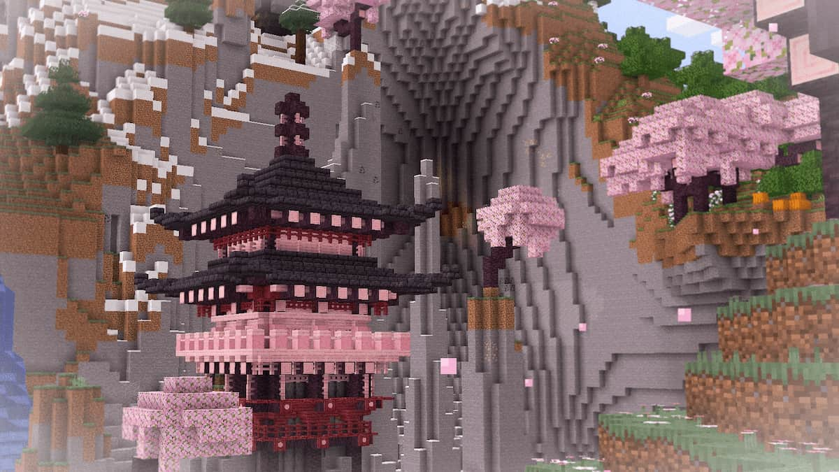 Minecraft: How To Build a Simple Cherry Blossom Pagoda 