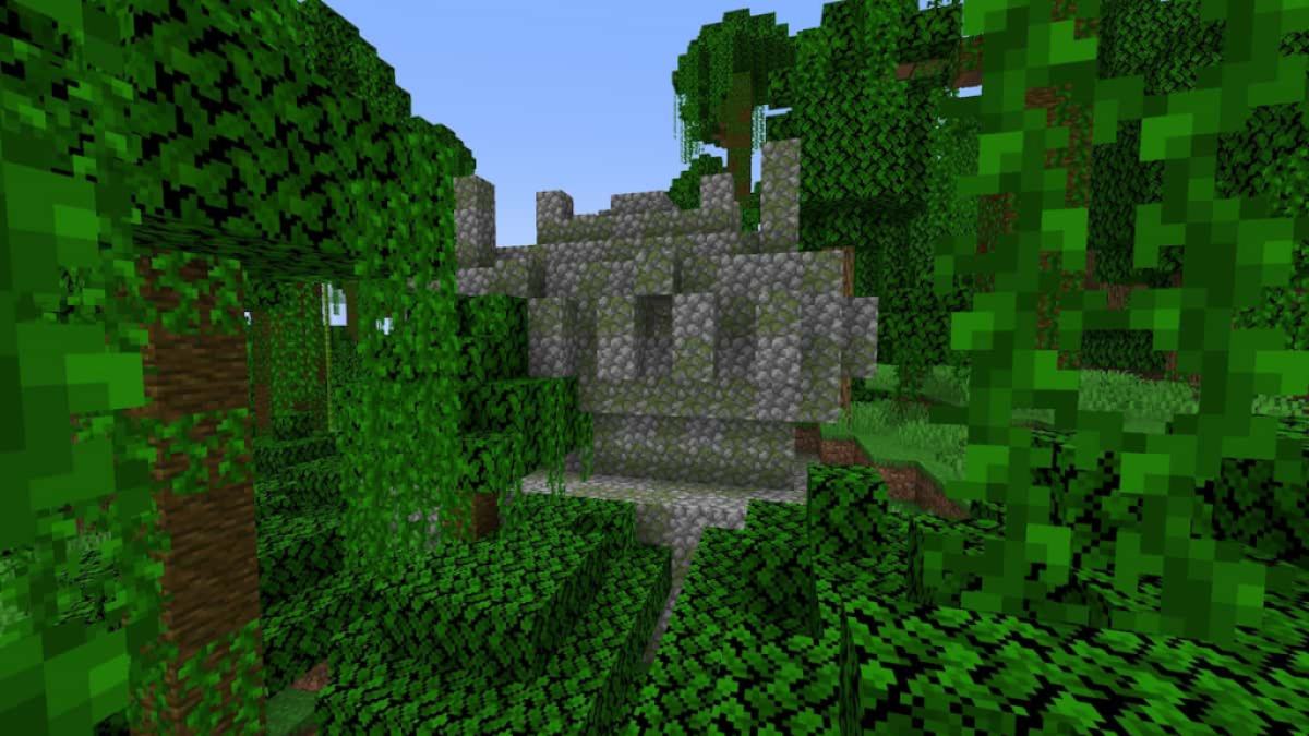 A Jungle Temple hidden beneath the leaves of Jungle Trees.